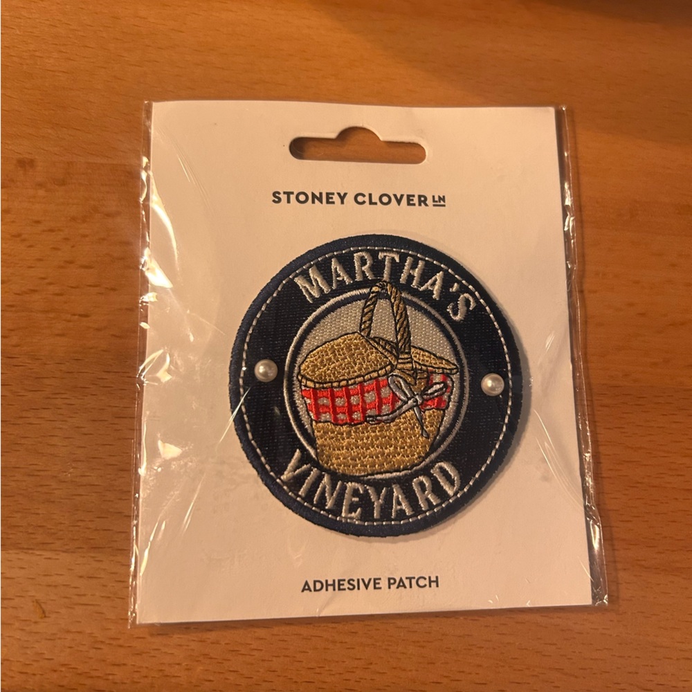 Stoney Clover Lane Martha's Vineyard Basket Patch - Navy & Red